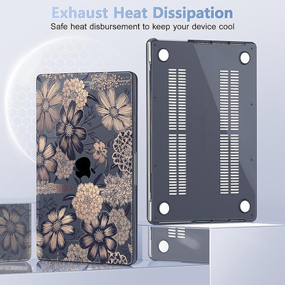 for MacBook Pro 16 inch Case 2021 2022 2023 2024 Release A3186 A3403 M4 A2991 M3 A2780 M2 A2485 M1 Pro/Max, Hard Shell Case with Screen Protector & Keyboard Cover, Spring Floral