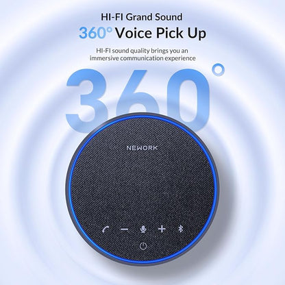 Bluetooth Conference Speakerphone with Microphone, 3 Mics with 360° Voice Pickup, 12H Call Time, Noise Reduction, USB-C Plug & Play, Portable Design, Compatible with Windows, iOS