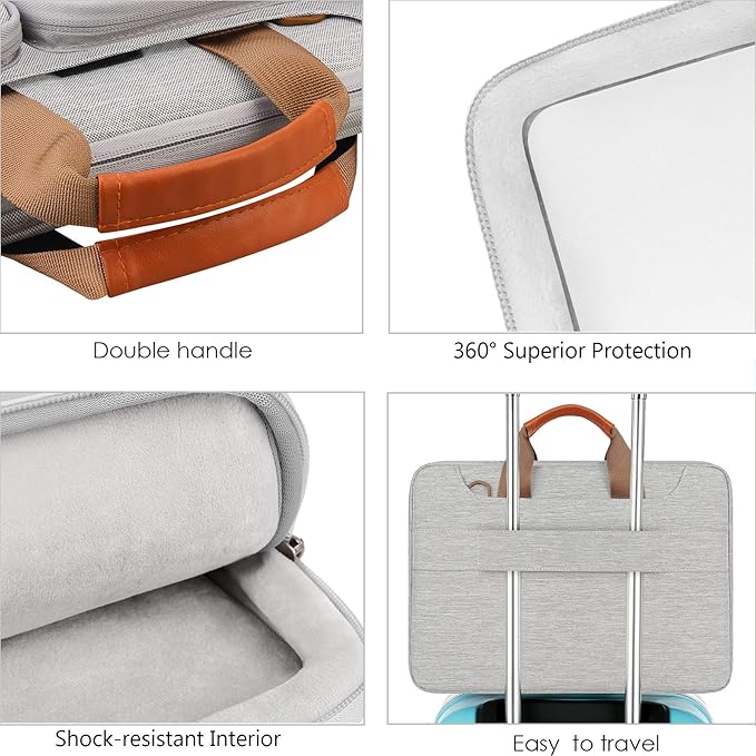 Lacdo 17 17.3 Inch Laptop Bag Women Men Sleeve Case for Dell/HP Envy/ASUS/Acer/Lenovo/LG/Razer Blade Pro 17/MacBook Pro 17, Computer Shoulder Messenger Bag Business Briefcase with Shoulder Strap, Gray