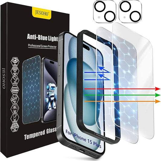 JESOHO Blue light Screen Protector for iPhone 15 Plus 6.7 inch