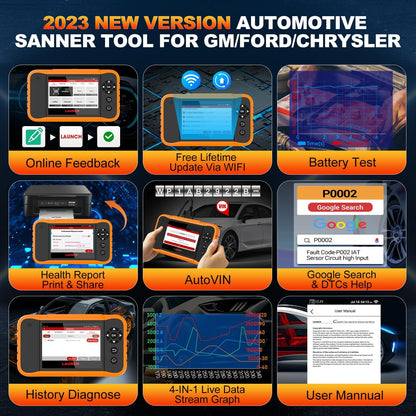 LAUNCH Creader Elite 2.0 FGC OBD2 Scanner,ECU Code, Bi-Directional Scan Tool for Ford, for GM, for Chrysler,100+ Reset, Full System Diagnose, FCA AUTOAUTH, AUTOVIN, Lifetime Free Update