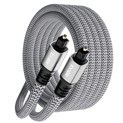 Optical Audio Cable 6.6FT /2M, Digital Audio Cable, Toslink Fiber Optic Cord, [Nylon Braided, Slim Aluminum Shell, Gold Plated Connector], for Home Theater, Sound Bar, PS4, Xbox, TV and More