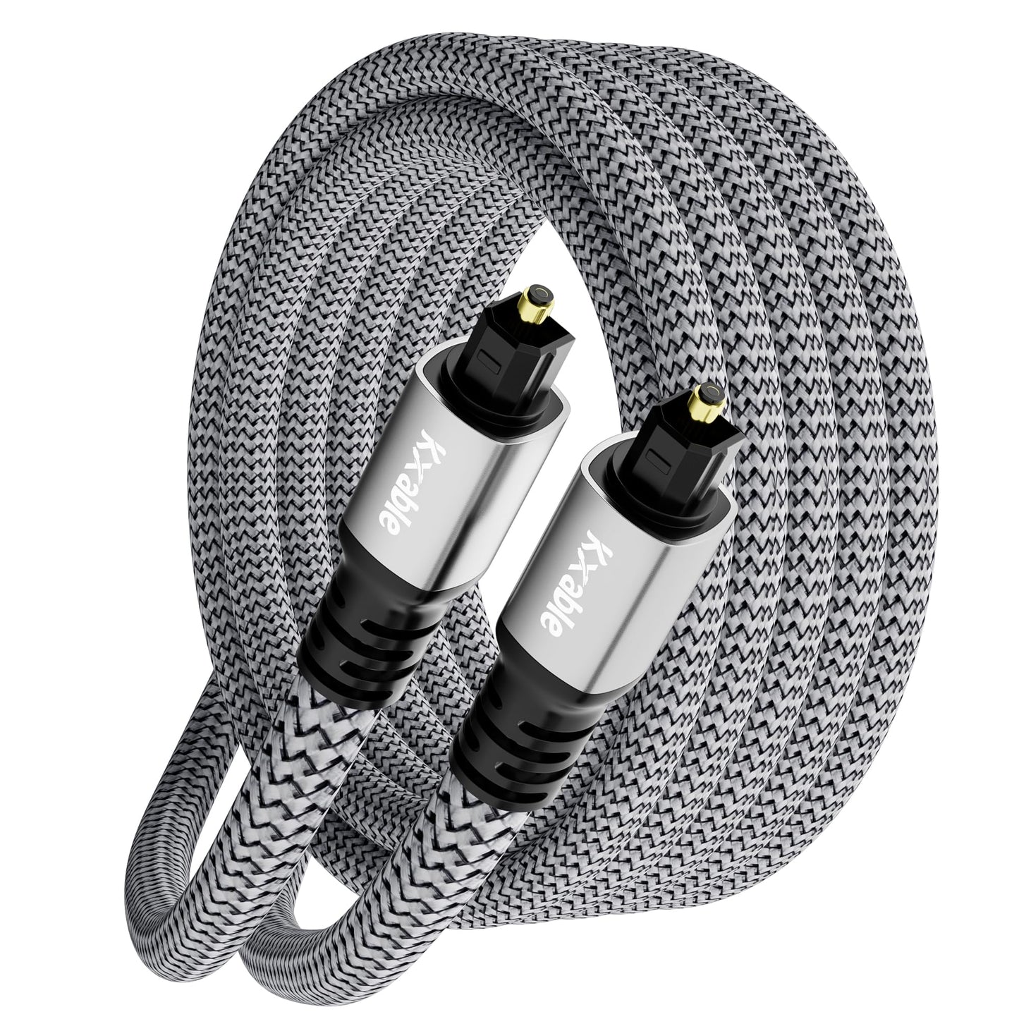 Optical Audio Cable 50 FT, Digital Audio Cable, Toslink Fiber Optic Cord, [Nylon Braided, Slim Aluminum Shell, Gold Plated Connector], for Home Theater, Sound Bar, PS4, Xbox, TV and More