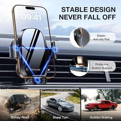 miracase Upgraded-2nd Generation Universal Phone Holders for Your Car, Hands Free Air Vent Car Phone Holder Mount Compatible with iPhone 16/15/14/13/12/11 Series and All Phones
