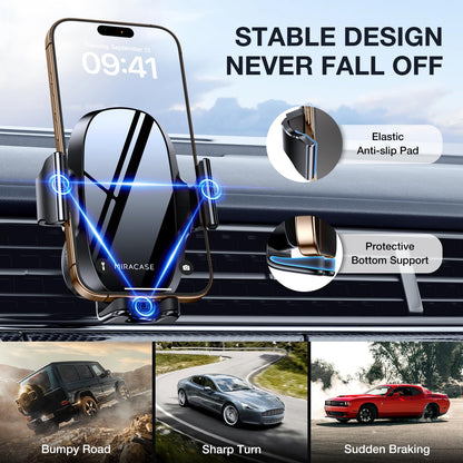 miracase Upgraded-2nd Generation Universal Phone Holders for Your Car, Hands Free Air Vent Car Phone Holder Mount Compatible with iPhone 16/15/14/13/12/11 Series and All Phones