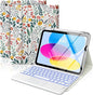 MoKo Touch Keyboard Case for iPad (A16) 11th Generation 11 inch 2025, iPad 10th Generation 10.9 inch Case with Pencil Holder, 7 Colors Backlit Multi-TrackPad Detachable Bluetooth Keyboard, Flowers
