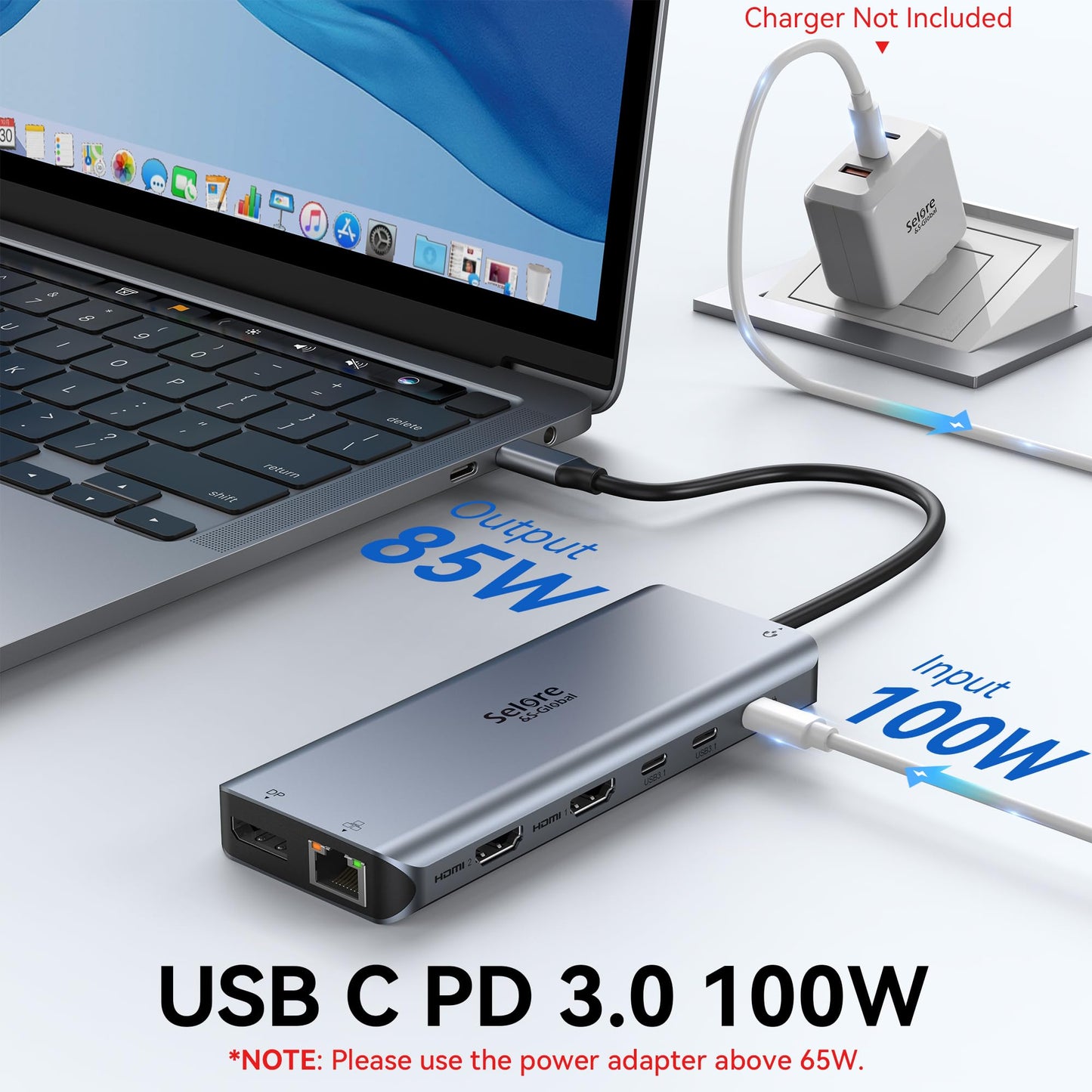 USB C Docking Station Dual Monitor, Selore 13-in-1 Triple Monitor Hub
