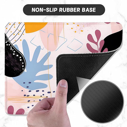ITNRSIIET Mouse Pad with Stitched Edge Premium Textured Smooth Precise Operation Waterproof Washable Non-Slip Rubber Base Desktop Protection Mat, 10.2×8.3×0.12 inches, Art Style Pattern