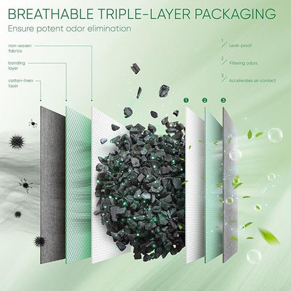 Activated Charcoal Odor Absorber, Odor Eliminator for Strong Odor,Bamboo Charcoal Air Purifying Bags for Home Car Closet Pet, Smoke Room Deodorizer (4 x 200g, Unscented)