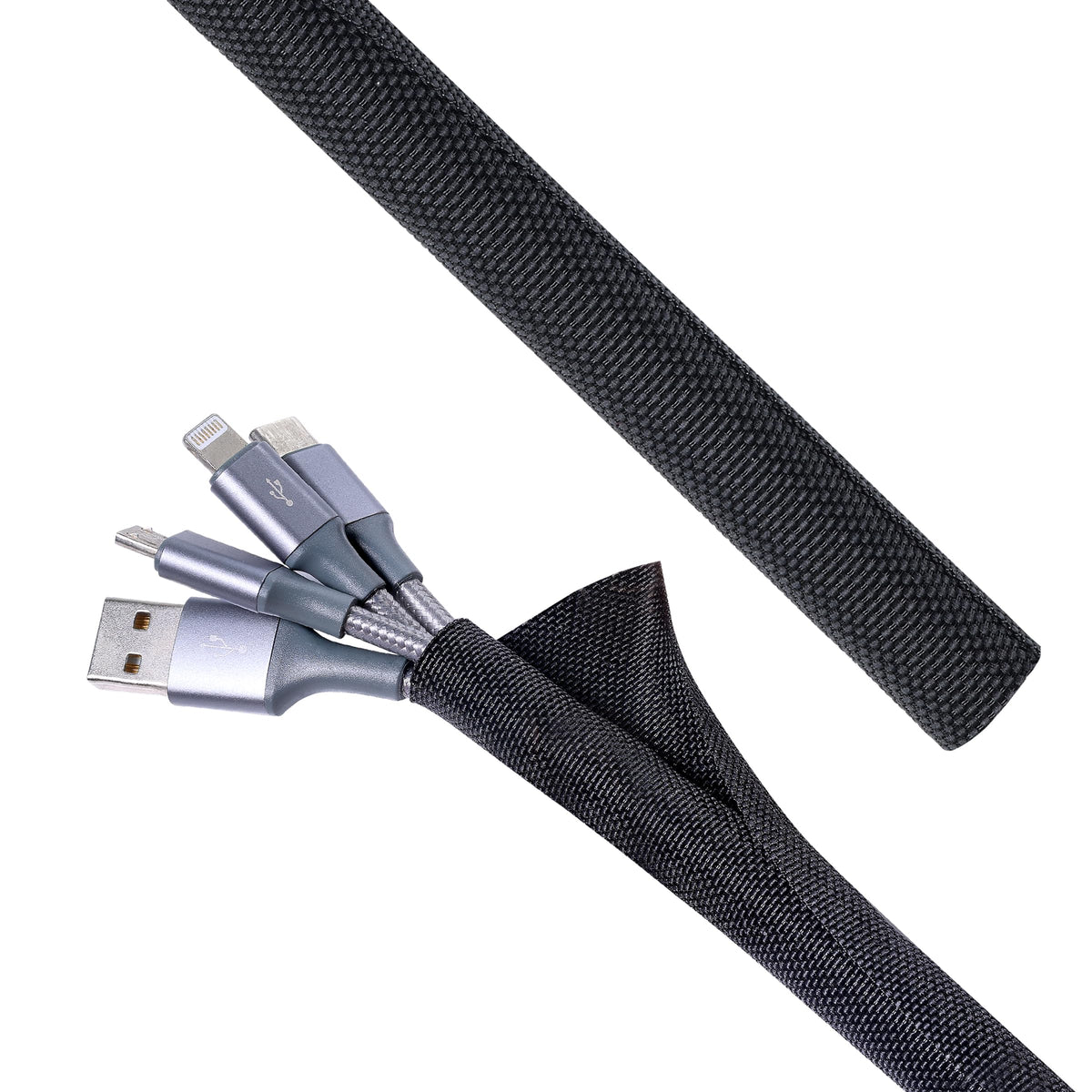 BuyUneed Black Split Braided Cable Management Sleeves 1/2inch -30Feet