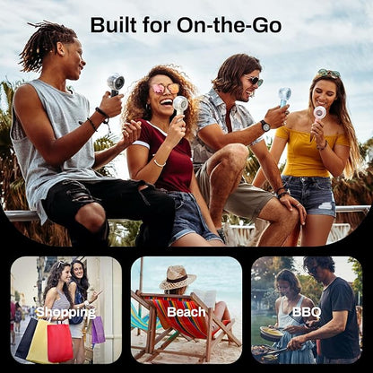 Misting Portable Handheld Fan, Powerful Turbo Motor, 6000mAh Rechargeable Battery, Personal Mini Fans with 4 Strong Wind, Cooling Gadgets for Travel, Camping, Beach, Outdoor, Gifts for Women Men-Pink