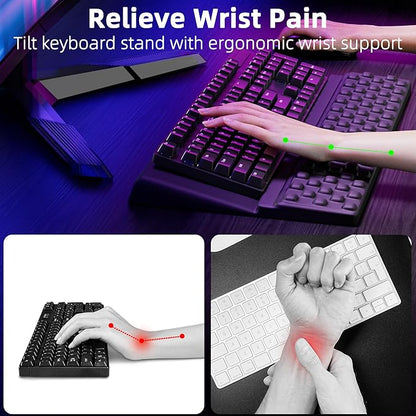 Ospelelf Keyboard Stand with Wrist Rest, Comfy Ergonomic Keyboard Riser Holder for Office Home