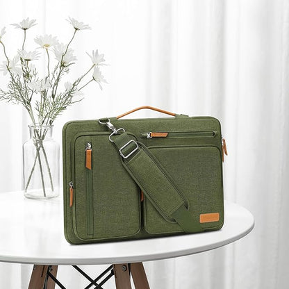 MOSISO 360 Protective Laptop Shoulder Bag,17-17.3 inch Computer Bag Compatible with MacBook, HP, Dell, Lenovo, Asus Notebook,Side Open Messenger Bag with 4 Zipper Pockets&Handle, Olive Green
