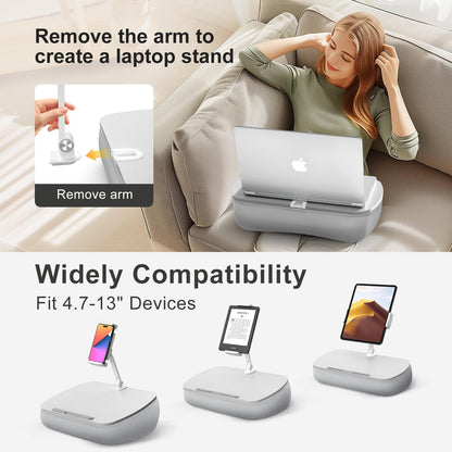 ERGONOV Lap Bean Bag Pillow Stand, 360° Tablet Holder with Adjustable Arm