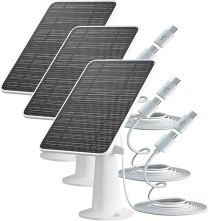 Solar Panel Charger Compatible with Eufycam 3/3C/2C/2C Pro/E40/E20/2/2 Pro/E/L20/L40/Solo/SoloCam Spotlight, 5W Solar Panel for Eufy Camera, Micro USB & USB-C Port, 9.8ft Cable, P65 Waterproof, 3 Pack