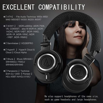 GEVO Replacement Headphone Headband Cover for AKGs, Senheiser, Sony,ATH,Audio-Technica,Shure,Panasonice Headsets,Headband Cushion Easy Installation No Tool Needed(Black)