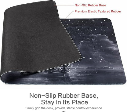 Lokigo Desk Pad, Office Desk Mat, Extended Large Gaming Mouse Pad, Desk Decor Mousepad Keyboard Writing Mat with Non-Slip Rubber Base for Office Laptop Gaming Home, 31.5"x15.7", Nautical Sailboat