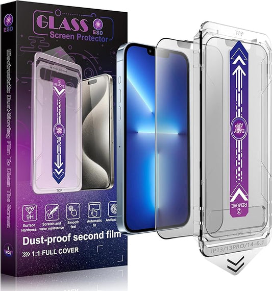 SHANG PIN JIA 2 Pack Matte Screen Protector for iPhone 16e and iPhone 14 and iPhone 13 and iPhone 13 Pro 6.1-Inch Auto Dust Removal, No Bubbles, Tempered Glass Film, Easy Installation