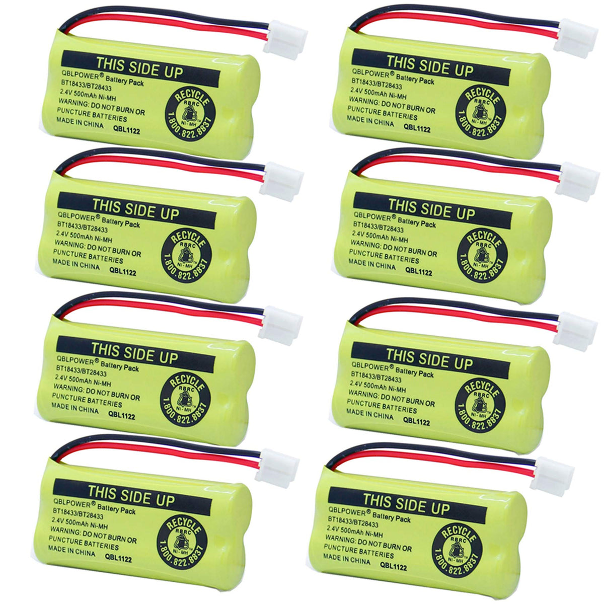 QBLPOWER BT18433/BT28433 2.4V 500mAh Ni-MH Battery Pack Rechargeable Compatible with BT184342 BT284342 BT-8300 BATT-6010 BT1011 BT1018 BT1022 BT1031 89-1326-00-00/89-1330-01-00/CPH-515D (Pack of 6)