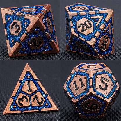 DND Metal Dice Set, Polyhedral Dice Set for RPG D&D Dice with Cracks Dungeons and Dragons Dice Set for RPG TTRPG D&D Die with Gift Case