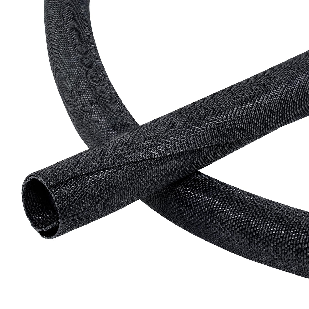 BuyUneed Black Split Braided Cable Management Sleeves 1/2inch -30Feet