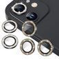 AGVEE 16 Pro & Max 3+3 6 Pack for iPhone 13 6.1" / 13 Mini 5.4" Camera Lens Protector, Bling Diamond & Bling Glitter Metal Ring 9H Tempered HD Glass Camera Cover Film, Glitter-Desert