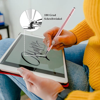 3 in 1 Universal Stylus Pen for Touchscreen,High Sensitivity & Precision Capacitive Stylus Pen for iPad Suitable for All Touch Screens of iPhone/iPad/Android/Samsung Galaxy/Tablets-Pink