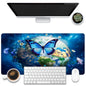 KOAIWPAE Desk Mat, Watercolor Pink Flowers Desk Pad, Green Leaves Flowers Large Gaming Mouse Pad for Desk, 31.5"x15.7" Extended Big Computer Keyboard Mouse Pad with Non-Slip Base and Stitched Edge