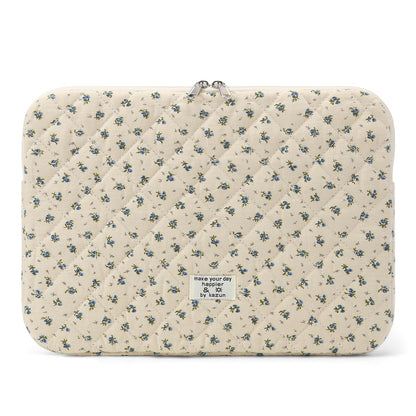 Puffy Laptop Sleeve 13 Inch Cute Quilted Laptop Protective Case Padded Floral Computer Sleeve for MacBook (A-Blue, 13 Inch)