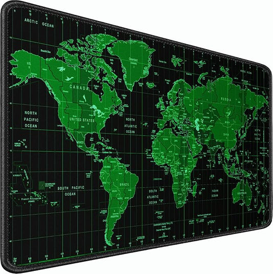Large Gaming Mouse Pad, 31.5x15.7 inch Large Extended Computer Keyboard Mouse Mat, Water Resist Non-Slip Mousepad Rubber Base Long XXL Desk Mouse Pad for Work & Gaming, Office & Home, Green Map