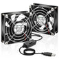 AmRunJe 40mm USB Fan 2pcs, 5V Mini Cooling Brushless Fan with Speed Control