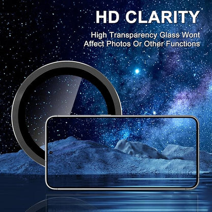 for Samsung Galaxy S25 Edge Camera Lens Protector, Individual Metal Ring Tempered Glass Lens Cover, [Strong Adsorption] Scratch Resistant Ultra-Thin HD Clear Lens Cover, 1 Set-Black