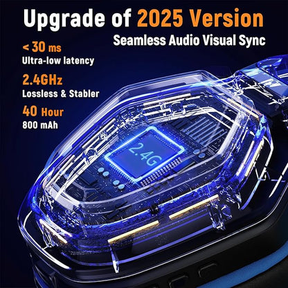 Wireless Gaming Headset for PC, Ps5, Ps4 with Flip Microphone