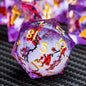 ARUOHHA DND Resin Dice Set 7Pcs Handmade Glitter Inclusions Sharp Edge Dragons Dice with Box, Role Playing Game RPG Lightning Polyhedral Dungeons D and D Dice Set