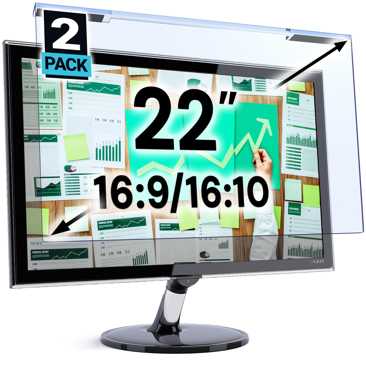 VINTEZ Blue Light Screen Protector for 14 Inch Computer Monitor and Laptop – Anti-UV Blue Light Blocking Film for Desktop PC, Eye Protection Filter, 12.6" x 8.1", 2 Pack