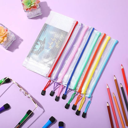 Jetec 32 Pcs Mesh Zipper Bags Toy Storage Bikini Organizer Bag Bolsas Para Guardar Trajes De Baño Waterproof Zipper Reusable Pouch Puzzle Multipurpose for Storage Office(Cute Color,9.5 x 4.5 Inch)