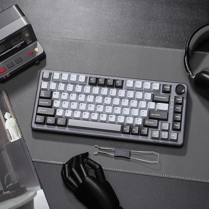 YUNZII B75 Mechanical Keyboard,75% Layout with Knob,Hot Swappable RGB Backlit Gasket Mounted, Creamy Typing, Double-Shot PBT Keycaps,Cherry Profile,for Win/Mac (Dark Grey, Cocoa Cream V2 Switch)