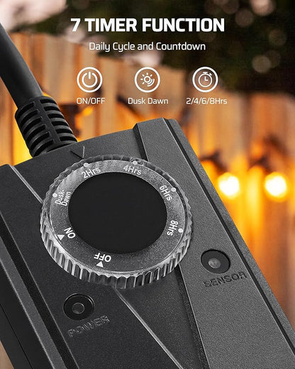 DEWENWILS Dusk to Dawn Light Timer,2-Prong Grounded Outlet