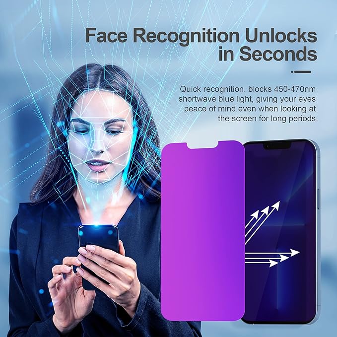PDDKISS Compatible for iPhone 12/iPhone 12 Pro Privacy Screen Protector 6.1 Inch, Purple Gradient Colorful Anti Spy Anti Blue Light HD Screen Protector Tempered Glass Easy Installation