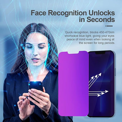 PDDKISS Compatible for iPhone 12/iPhone 12 Pro Privacy Screen Protector 6.1 Inch, Purple Gradient Colorful Anti Spy Anti Blue Light HD Screen Protector Tempered Glass Easy Installation
