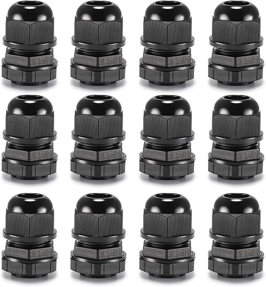 QILIPSU 12pcs 1/2" NPT Cable Gland Waterproof IP68 Nylon Cable Pass Through Cord Grip Connector Strain Relief Wire Grommet