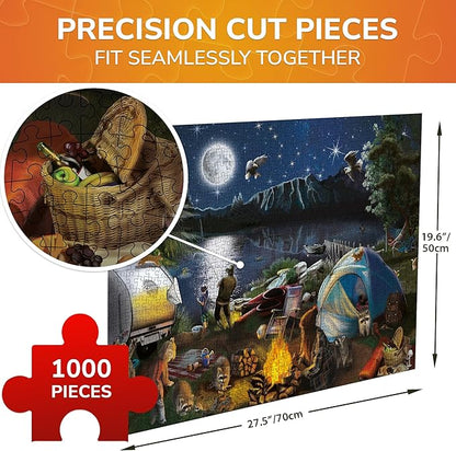 QUOKKA Jigsaw Puzzles 1000 Pieces for Adults - Campfire Activity for Kids Ages 8-12 and Up - Colourful Game Toy for Family