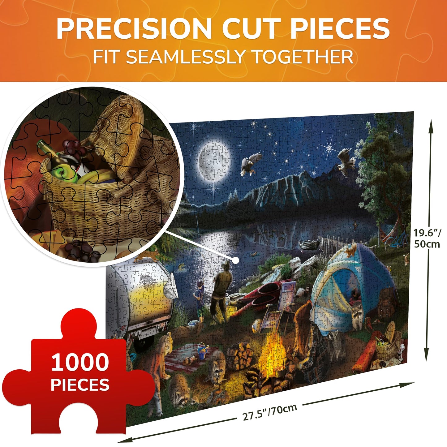 QUOKKA Jigsaw Puzzles 1000 Pieces for Adults - Campfire Activity for Men and Women - Colourful Game Toy for Family