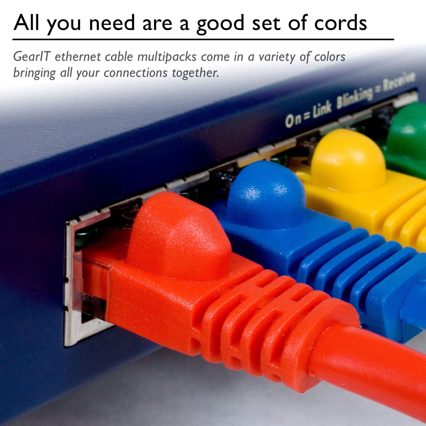 GearIT 50-Pack, Cat5e Ethernet Patch Cable 1 Foot - Snagless RJ45 Computer LAN Network Cord, Yellow - Compatible with 48 Port Switch POE Rackmount 48port Gigabit