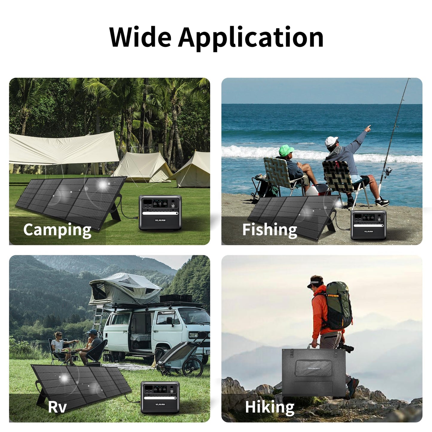 VLAIAN 400W Portable Solar Panel for Power Station Generator,400 Watt Foldable Solar Panel Charger with MC4 Output,3-in-1 DC Connector,23.5% High Efficiency for Outdoor Camping RV Travel (400W)