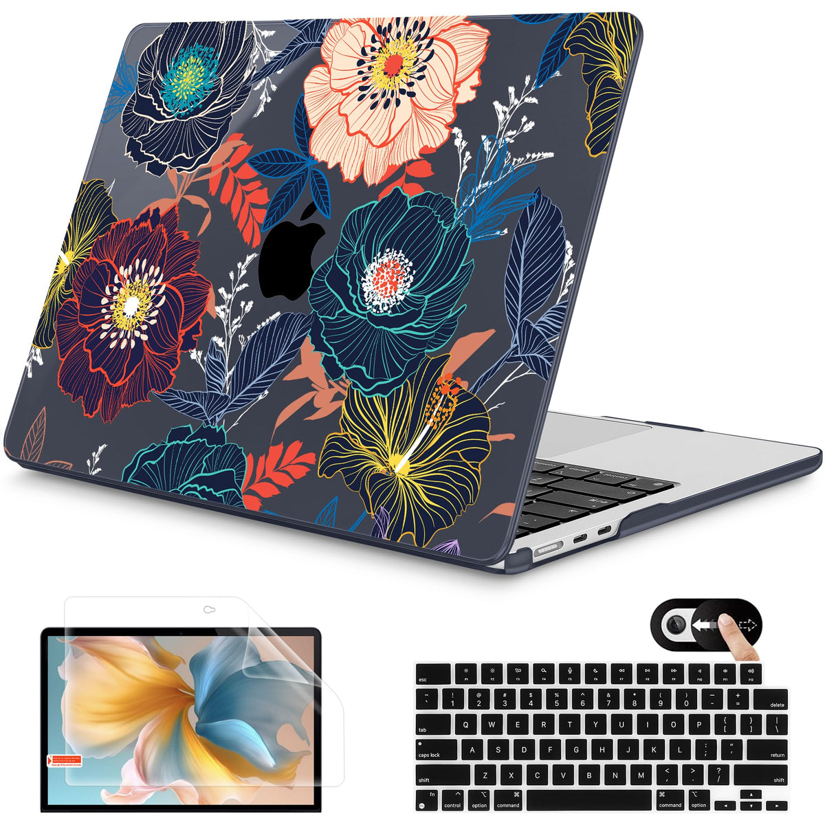 Mektron for 2026 MacBook Air 13-inch M5 Laptop Case A3449 with 13.6-inch Liquid Retina Display Fits 2025 A3240 M4 2024 A3113 M3 2023 A2681 M2 Printed Shell for MacBook Air 13.6", Dahlia Flower C035
