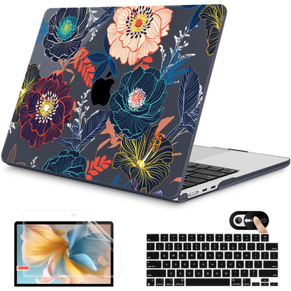 Mektron for 2026 MacBook Air 13-inch M5 Laptop Case A3449 with 13.6-inch Liquid Retina Display Fits 2025 A3240 M4 2024 A3113 M3 2023 A2681 M2 Printed Shell for MacBook Air 13.6", Dahlia Flower C035