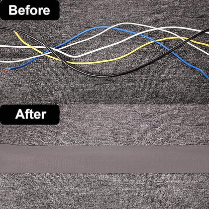 WILLBOND 2 Pack 10 ft x 3 Inch Cable Floor Strip Cable Cover Cords Carpet Protector Management Hook and Loop Tape for Wires on Floor Cords and Prevent a Trip Hazard (Gray)