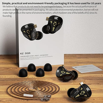 KZ DQS Wired Earbuds Dynamic Driver in Ear Monitor Headphone Semi-Open HiFi Bass Earphone 2pin 3.5mm Gaming Earbuds (with Mic)