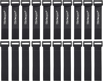 20 Pack 0.8 x 8 Inches Hook and Loop Reusable Fastening Cable Tie Down Straps by Wisdompro - Reusable, Durable Functional Ties to Keep Your Home, Office, Workspace from Tangled Messes of Cords